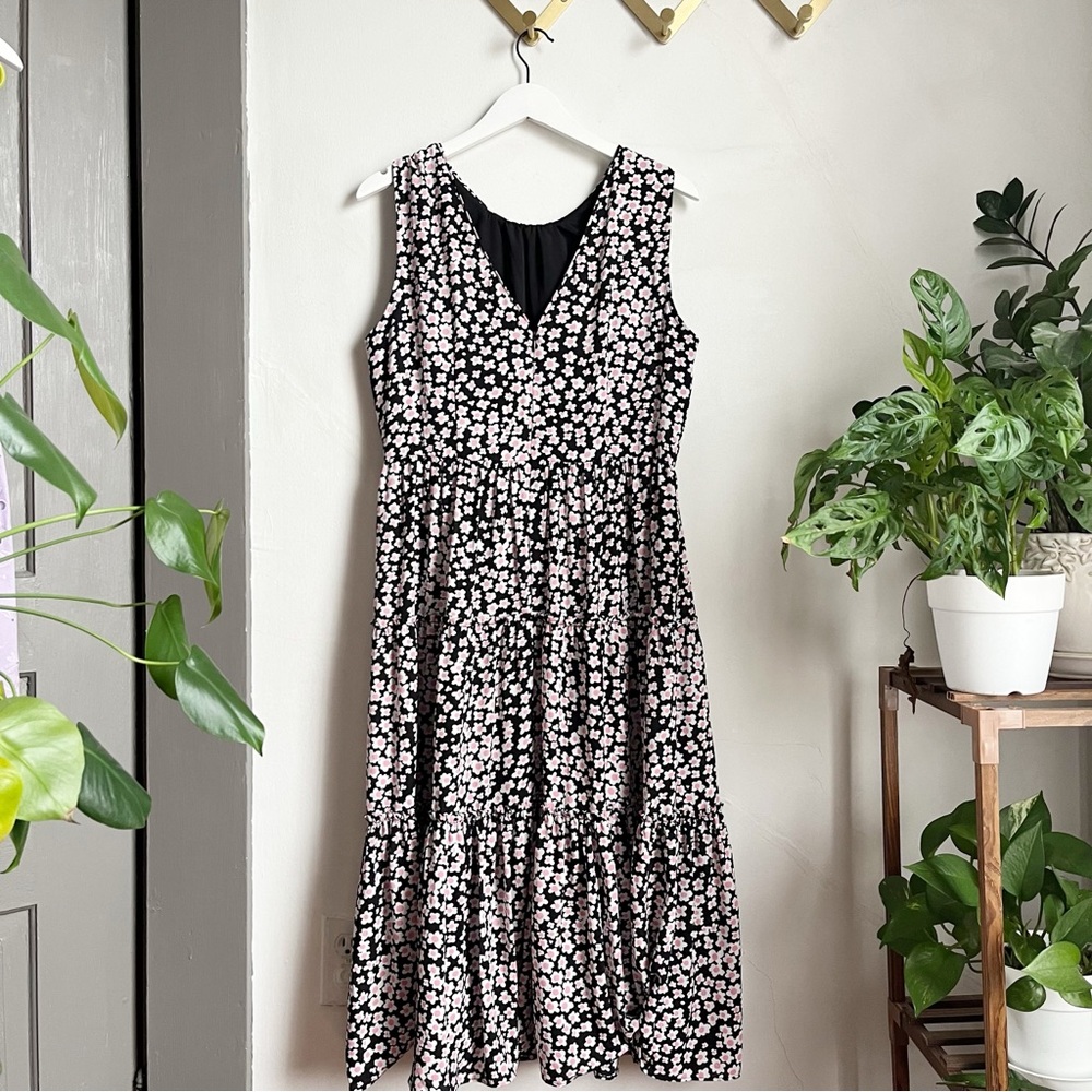 J Crew Tiered Midi Dress in Poppy Garden - Picture 4 of 13